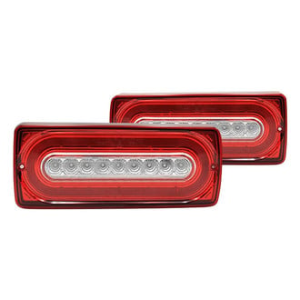 Lumen® - Driver and Passenger Side Chrome/Red Fiber Optic LED Tail Lights