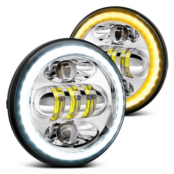Lumen® - 5 3/4" Round Chrome Projector LED Headlights with Switchback Halo