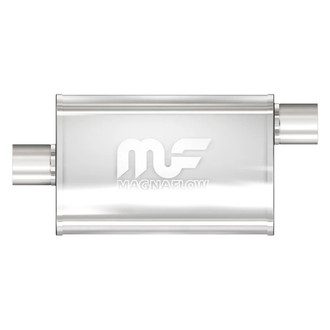 MagnaFlow® - Stainless Steel Oval Bi-Direction Satin Gray Exhaust Muffler (2.5" Center ID, 2.5" Offset OD, 14" Length)