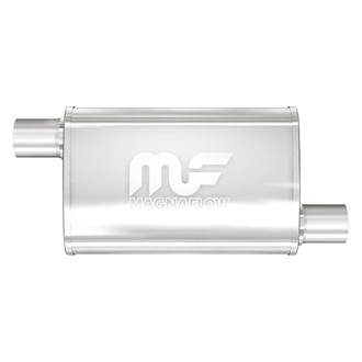 MagnaFlow® - Stainless Steel Oval Bi-Direction Satin Gray Exhaust Muffler (2.5" Offset ID, 2.5" Offset OD, 14" Length)