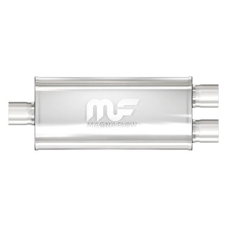 MagnaFlow® - Stainless Steel Oval Bi-Direction Satin Gray Exhaust Muffler (3" Center ID, 2.5" Dual OD, 14" Length)