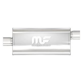 MagnaFlow® - Stainless Steel Oval Bi-Direction Satin Gray Exhaust Muffler (2.5" Center ID, 2.5" Offset OD, 24" Length)