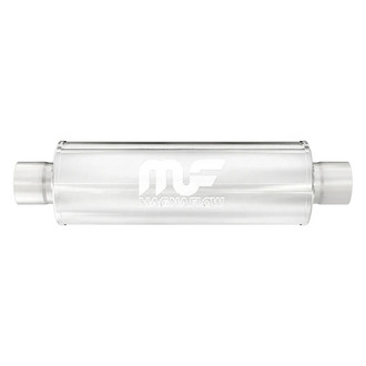 MagnaFlow® - Stainless Steel Round Chamber Bi-Direction Satin Gray Exhaust Muffler (3" Center ID, 3" Center OD, 18" Length)