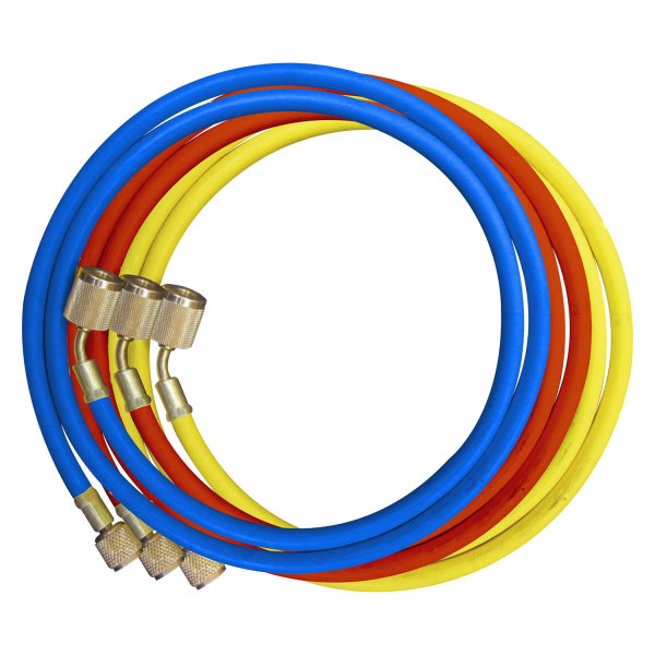 Mastercool® - 96" Nylon Barrier A/C Charging Hose Set with Automatic Shut-Off Valve Fittings
