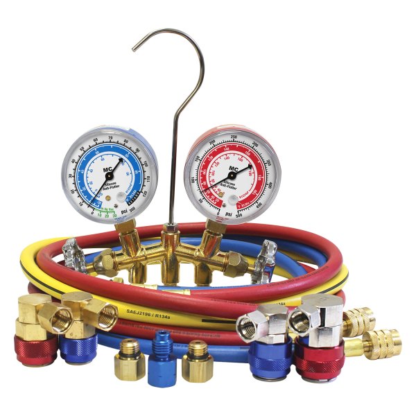 Mastercool® - Brass R-1234yf, R-134a Manifold Gauge Set with 60" Hoses and Economy Couplers