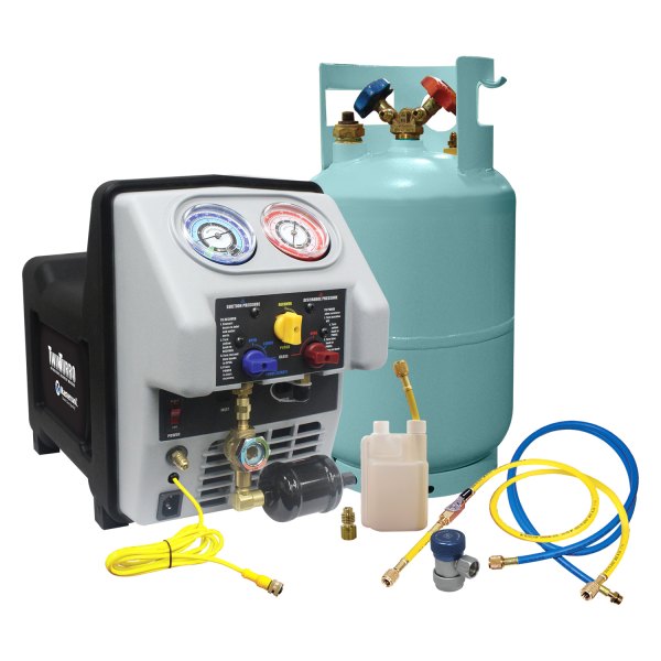 Mastercool® - 69300 Series R-134a, R-22, R-410a Twin Turbo Refrigerant Recovery System with Oil Separation Module, Filter Dryer, Sight Glass and Tank