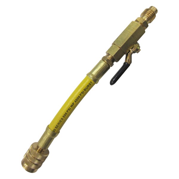 Mastercool® - 96" Yellow R-134a Straight Hose with Manual Shut-Off Valve