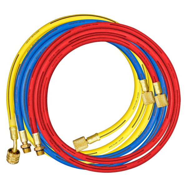 Mastercool® - 96" Yellow R-134a A/C Charging Hose with Auto Shut-Off Valve