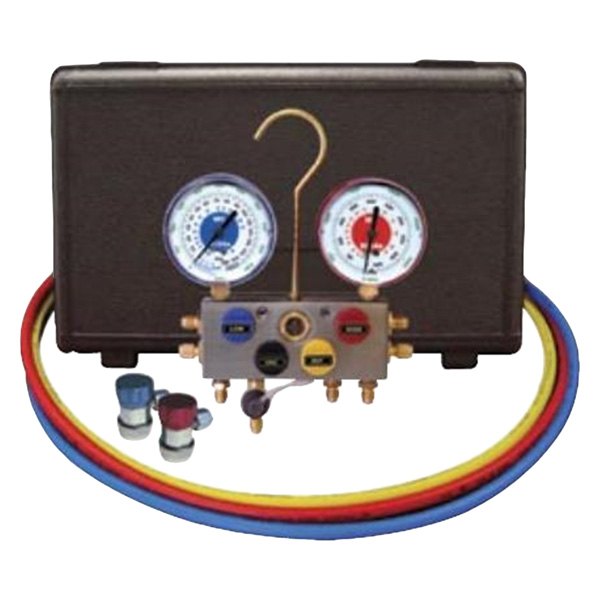 Mastercool® - Aluminum R-134a 4-Way Manifold Gauge Set with 72" Hoses, E-Z Snap™ Couplers and Gauge Protectors