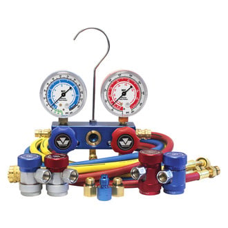 Mastercool® 89661-AYF - Aluminum R-1234yf, R-134a Manifold Gauge Set with 60" Standard Hoses and Manual Couplers