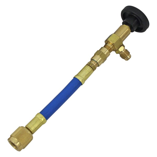 Mastercool® - 90° Manual Shut-Off Valve with 12" Blue Hose and Anti-Blowback