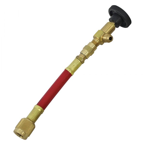 Mastercool® - 90° Manual Shut-Off Valve with 12" Red Hose and Anti-Blowback