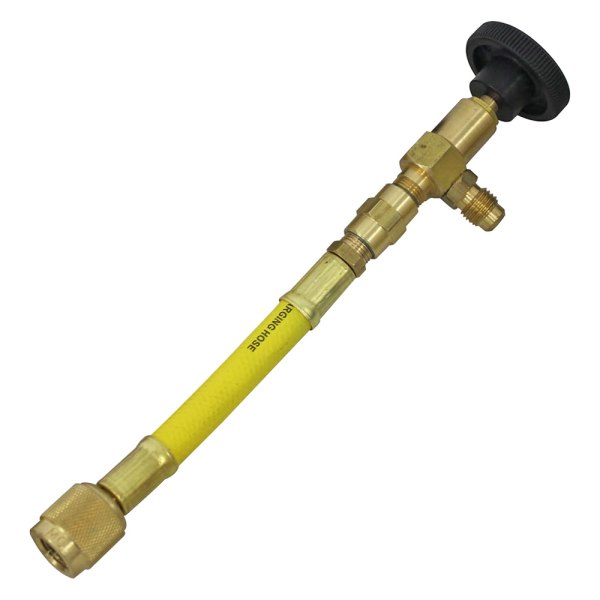 Mastercool® - 90° Manual Shut-Off Valve with 12" Yellow Hose and Anti-Blowback