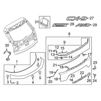 Mazda OE - Liftgate Finish Panel Trim Plate Clip