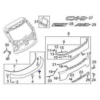 Mazda OE - Liftgate Finish Panel Clip