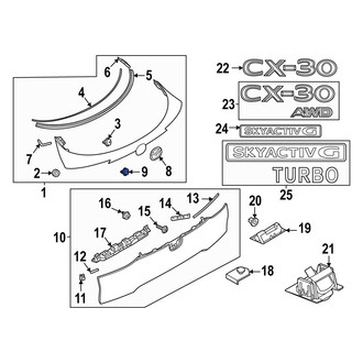 Mazda OE - Hatch Emblem Clip