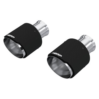 MBRP® - 304 SS Round Angle Cut Clamp-On Double-Wall Carbon Fiber Exhaust Tips