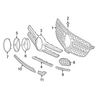 Mercedes-Benz OE - Front Bumper & Grille - Grille & Components (W/O AMG Package), (Sport Utility W166 Body Code)