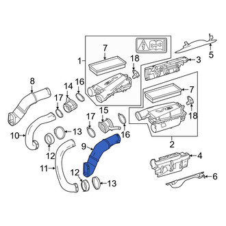 Mercedes-Benz OE - Left Upper Engine Air Intake Hose