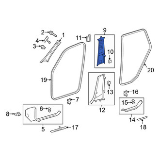 Mercedes-Benz OE - Right Upper Door Pillar Post Trim Set
