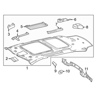 Mercedes-Benz OE - Roof - Interior Trim (With Panoramic Roof, Headliner & Components), (Sport Utility 254.646 Body Code / 254.647 Body Code)