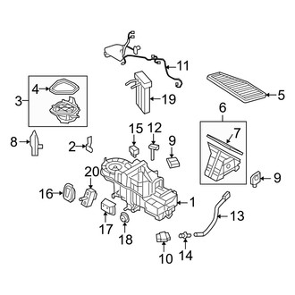 Mercury OE - Air Conditioner & Heater - Evaporator Components (With Dual A/C)