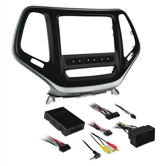 Metra® - Double DIN Matte Black Stereo Dash Kit with Silver Trim