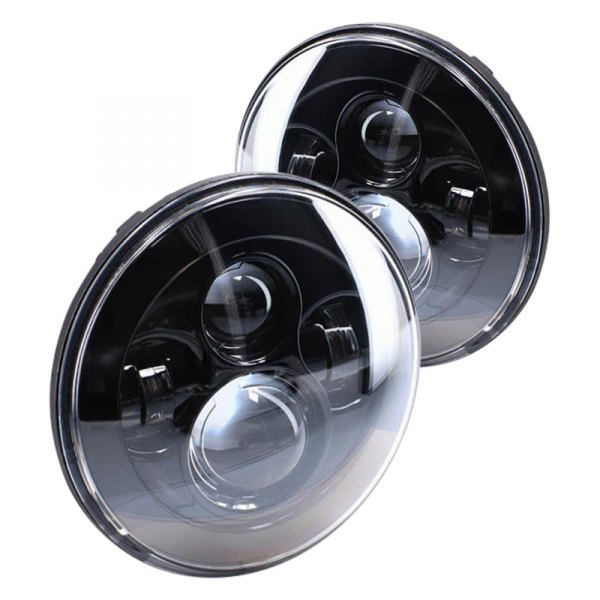 Metra® - 7" Round Black Projector LED Headlights