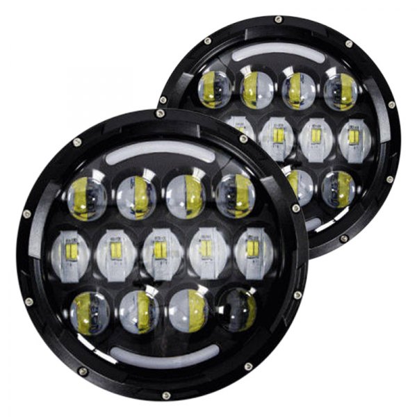 Metra® - 7" Round Black Projector LED Headlights