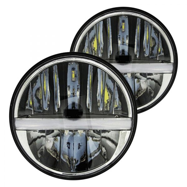 Metra® - 7" Round Black LED Headlights