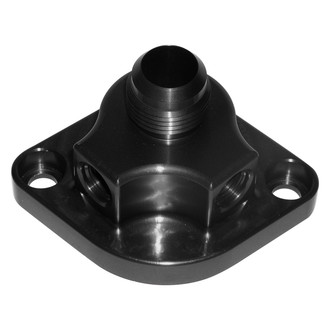 Meziere Enterprises® - Manifold Black -12AN Male -6AN Female Water Neck Plate