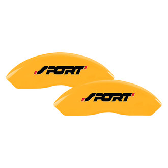 MGP® - Gloss Yellow Caliper Covers with No bolts SPORT Engraving (Full Kit, 4 pcs)