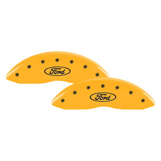 MGP® - Gloss Yellow Caliper Covers with Ford Oval Logo Engraving (Full Kit, 4 pcs)