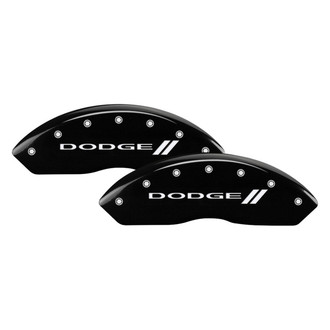 MGP® - Gloss Black Caliper Covers with Dodge and Stripes Engraving (Full Kit, 4 pcs)