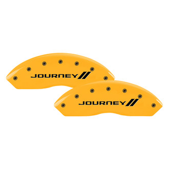 MGP® - Gloss Yellow Caliper Covers with Journey and Stripes Engraving (Full Kit, 4 pcs)