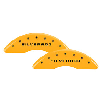 MGP® - Gloss Yellow Caliper Covers with Silverado Engraving (Full Kit, 4 pcs)
