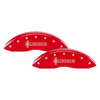 MGP® - Gloss Red Caliper Covers with Lincoln Engraving (Full Kit, 4 pcs)