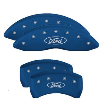 MGP® - Gloss Blue Caliper Covers with Ford Oval Logo Engraving (Full Kit, 4 pcs)