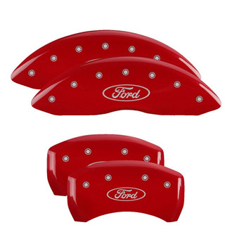 MGP® - Gloss Red Caliper Covers with Ford Oval Logo Engraving (Full Kit, 4 pcs)