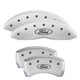 MGP® - Gloss White Caliper Covers with Ford Oval Logo Engraving (Full Kit, 4 pcs)