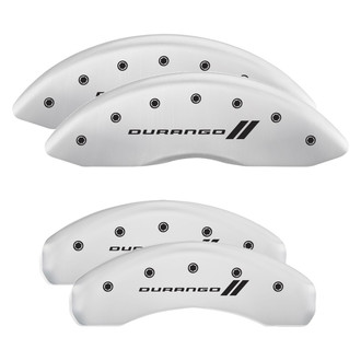 MGP® - Gloss White Caliper Covers with Durango and Stripes Engraving (Full Kit, 4 pcs)