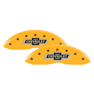 MGP® - Gloss Yellow Caliper Covers with 100 Anniversary Logo (Full Kit, 4 pcs)