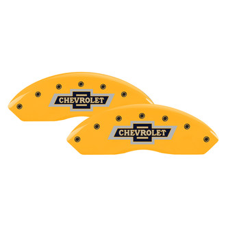 MGP® - Gloss Yellow Caliper Covers with 100 Anniversary Logo (Full Kit, 4 pcs)