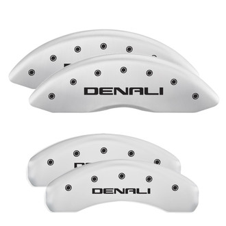 MGP® - Gloss White Caliper Covers with Denali Engraving (Full Kit, 4 pcs)