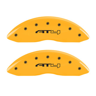 MGP® - Gloss Yellow Caliper Covers with AT4 Outline Engraving (Full Kit, 4 pcs)