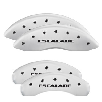 MGP® - Gloss White Caliper Covers with Escalade Engraving (Full Kit, 4 pcs)