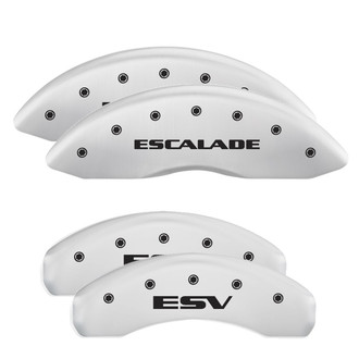 MGP® - Gloss White Caliper Covers with Escalade / ESV Engraving (Full Kit, 4 pcs)