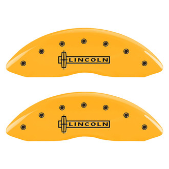 MGP® - Gloss Yellow Caliper Covers with Lincoln / Star Logo Engraving (Full Kit, 4 pcs)