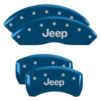 MGP® - Gloss Blue Caliper Covers with Jeep Engraving (Full Kit, 4 pcs)
