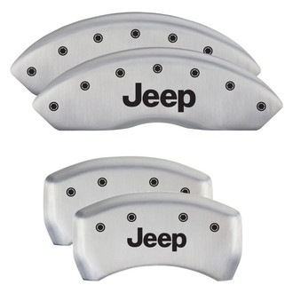 MGP® - Gloss White Caliper Covers with Jeep Engraving (Full Kit, 4 pcs)